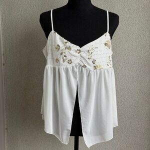 Mixed Threads White sequin top with open front! Size: XL NWT